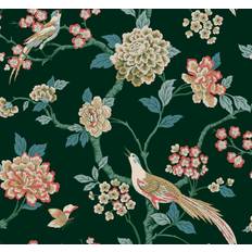 Wallpapers York Wallcoverings Grandmillennial Dark Green Fanciful Pre Pasted Wallpaper