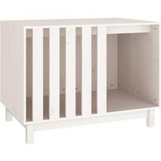 vidaXL Hundehus 90 x 60 x 67 cm Massivt Fyrretræ Hvid