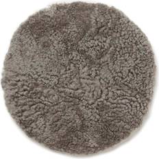 Skinnwille fårskinnsdyna rund Curly 34cm Stolsdyna Grå, Natur