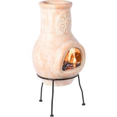 Beige Fire Pits & Fire Baskets Vintiquewise Outdoor Clay Chiminea Sun Charcoal Burning