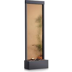 Silver Garden Decorations Alpine Corporation Mirror Zen Waterfall Fountain with Stones and Lights 72"