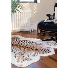 Faux fur area rugs Luxe Faux Fur TIGER Natural