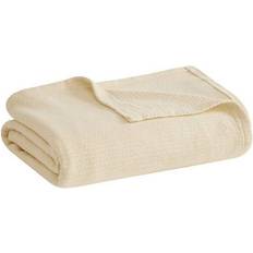 Madison Park Twin Freshspun Basketweave Cotton Bed Blankets White, Brown