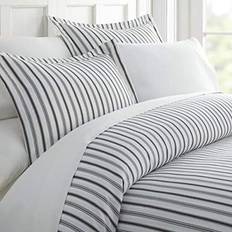 Linen Duvet Covers iEnjoy Home Linen Market Collection Ultra Vertical Duvet Cover Gray, Black (284.48x248.92)