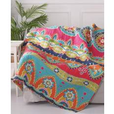 Blankets Levtex Home Amelie Bohemian Quilted Blankets Blue, Multicolor (152.4x127)