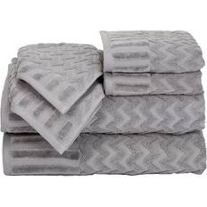 Lavish Home 6-Piece Cotton Deluxe Plush Bath Towel Grey, Silver