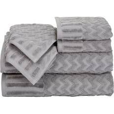 Lavish Home 6-Piece Cotton Deluxe Plush Bath Towel Silver, Grey