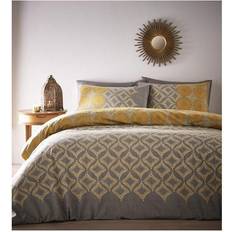 Portfolio Home Portfolio Joel Ochre Double Duvet Cover Yellow, Grey