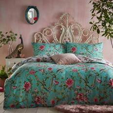 Furn Furn. Vintage Chinoiserie Jade Floral Duvet Cover Pink, Blue, Green