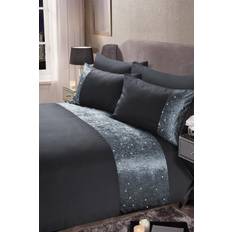 Silver Duvet Covers Sienna Glitter Crushed Panel Duvet Cover Black, Grey, Silver