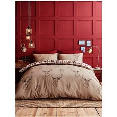Red Duvet Covers Catherine Lansfield Stag Print Reversible Duvet Cover Red, White, Natural