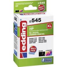 Encres Edding Encre Remplace 302XL F6U68AE F6U67AE Compatible Pack Bundle Couleur + Noir 18-545