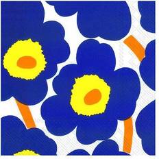 Jaune Serviettes en Tissu Marimekko Unikko Serviette en Tissu Jaune, Bleu