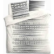 Coton Housses de couette Atmosphera Parure Lit En Coton Etnik 240 x 220 cm Noir & Blanc Housse de couette Blanc, Noir