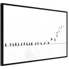 Artgeist Inramad - Birds on a Wire Guldram Plakat