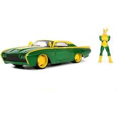 Car for kids Jada Toys Marvel 1:24 1963 Ford Thunderbird Die-cast Car & 2.75'' Loki Figure, Toys for Kids and Adults