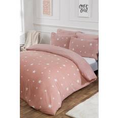 Brentfords Star Teddy Fleece Duvet Cover Grey, Pink, White