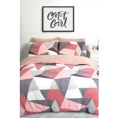 Dreamscene Teddy Fleece Housse de couette Gris, Rose, Blanc (40x19cm)