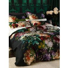 Mm Linen Fiori Thread Count Duvet Cover Green, Black