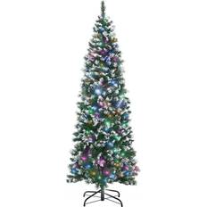 6 ft Pre-Lit Slim Snow Tipped Artificial with Multi-Coloured