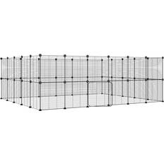 vidaXL Pet Cage with Door Black 35x35 Steel Black