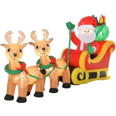 Yellow Decorations Homcom Inflatable Santa Claus on Sleigh Party Decoration