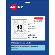 FSC (The Forest Stewardship Council) Label Makers & Labeling Tapes Avery Waterproof Round Labels with Sure Feed Print to the Edge 1