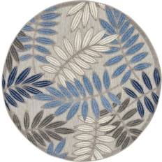 Blue - Round Carpets & Rugs Nourison Aloha 4 Gray, Blue