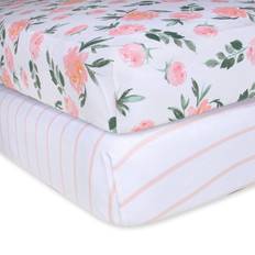 Burt's Bees Baby Beesnug Fitted Crib Sheet 2-pack Autumn Bloom & Stripe 28x52"