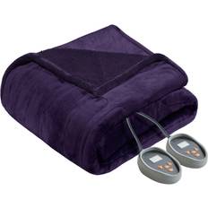 Textiles Beautyrest Heated Microlight to Berber Blankets Purple