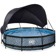 Exit Toys Piscine Exit Toys Piscina con pompa a filtro e vela ombreggiante per bambini Stone 360 x 76 cm Gris