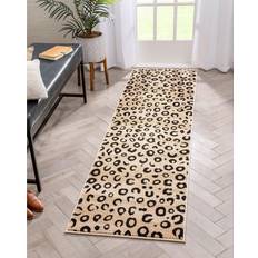 Leopard print runner rug Well Woven Dulcet Leopard Green, Black 26x"