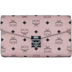 MCM Soft Pink Signature Diamond Logo Leather Clutch Crossbody Handbag