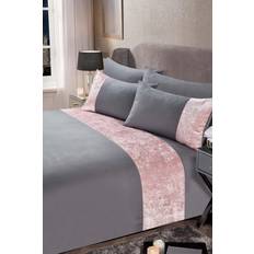 Sienna Blush, Crushed Band Duvet Cover Pink, Grey, Silver