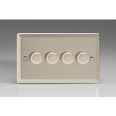 Fixed Installation Wall Dimmers Varilight JNDP254 Classic Satin Chrome 4 Gang 2-Way Push-On/Off LED Dimmer 0-120W V-Pro