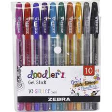 Zebra Pen Doodlerz Gel Stick penna, Bold Point, 1,0 mm, blandade glitterfärger, 10-pack