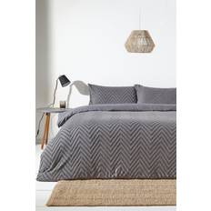 The Linen Yard Chevron Tuft Single Duvet Cover Grey, Black