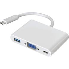 Vga to usb c Micro Connectors USB-C to VGA/USB A 3.0/USB-C Multiport Adapter