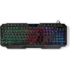 Black gaming keyboard Nedis Wired Gaming Keyboard AZERTY French Black