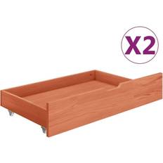 vidaXL 2x Solid Pine Wood Bed Drawers Honey Brown Bed Box