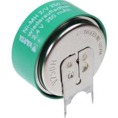 Nimh 2.4v Varta V2/250H-SLF Uppladdningsbart knappcellsbatteri 250H NiMH 250 mAh 2,4 V 1 st