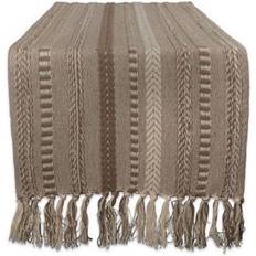 DII Farmhouse Braided Stripe Tablecloth Brown, Grey