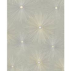 NextWall Wallpaper Silversmoke Silversmoke & Metallic Gold Starburst Geo Wallpaper