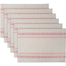 Red Place Mats DII French Stripe Tabletop Collection Farmhouse Place Mat Gray, Beige, Brown, Red