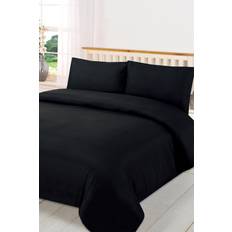 200 cm Duvet Covers Brentfords Plain Dye Duvet Cover Black (200x)