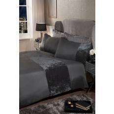 Sienna Crushed with Pillow Case Duvet Cover Silver, Black, Grey