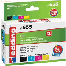 Multipack hp 953xl Edding skrivarpatron EDD-555 ersätter HP 953XL L0S70/F6U16/F6U17/F6U18 multipack