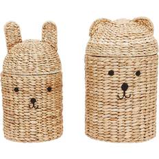 Beige Petits Rangements OYOY Bear & Rabbit Storage Basket Set 2-pcs