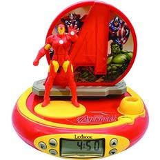 Rouge Réveils Lexibook Marvel The Avengers Iron Man Clock Radio with Projector Showing Clock on Ceiling