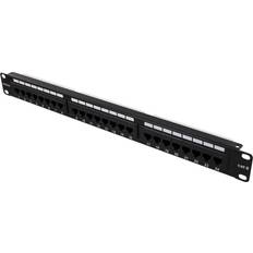 Deltaco patchpanel, Cat6, Krone-"connecter", 1U, metal, etik